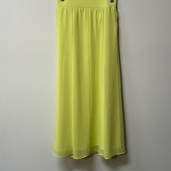 Ruby Rd. Lime green sheer lined elastic waist flowy A-line full skirt maxi large - Picture 1 of 6